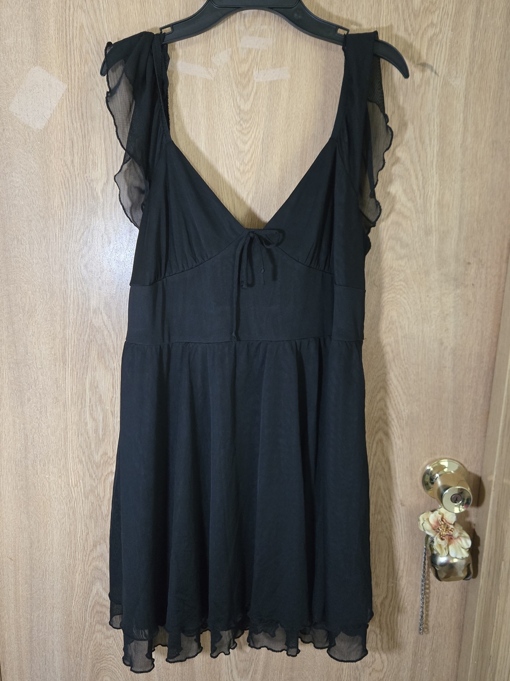 Fairy Grunge Romantic Goth Y2K Dark Coquette Black Ruffle Chiffon Babydoll Top